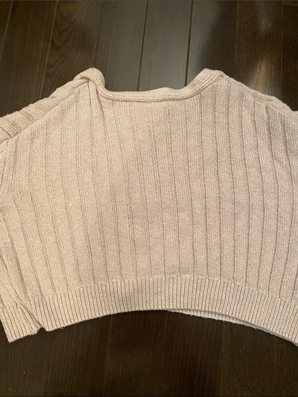 Garage Cropped Ribbed V-Neck Button-Front Cardigan - Cream - Picture 4 of 4